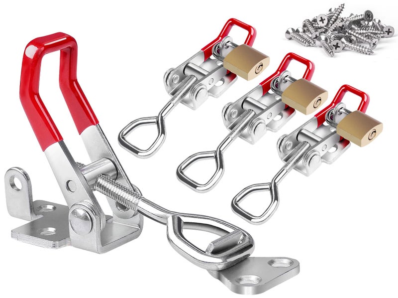 Vicuna R Heavy Duty Toggle Latch Clamp 4002, Adjustable Toggle Clamp Latch With Lock Hole, 550Lbs Holding Capacity Pull Latch for Smoker Lid Jig, Tool Box Case 4Pack (with 20PCS Screws) - Image 1